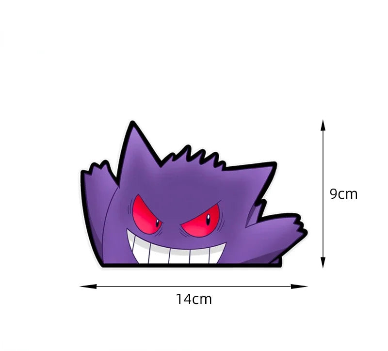 Illustration of a purple cartoon character with red eyes and dimensions on a white background.