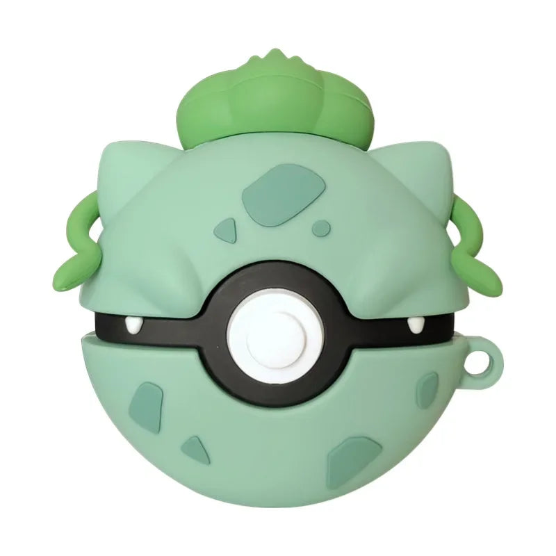 Green and black object resembling a stylized creature with a circular design on a white background.