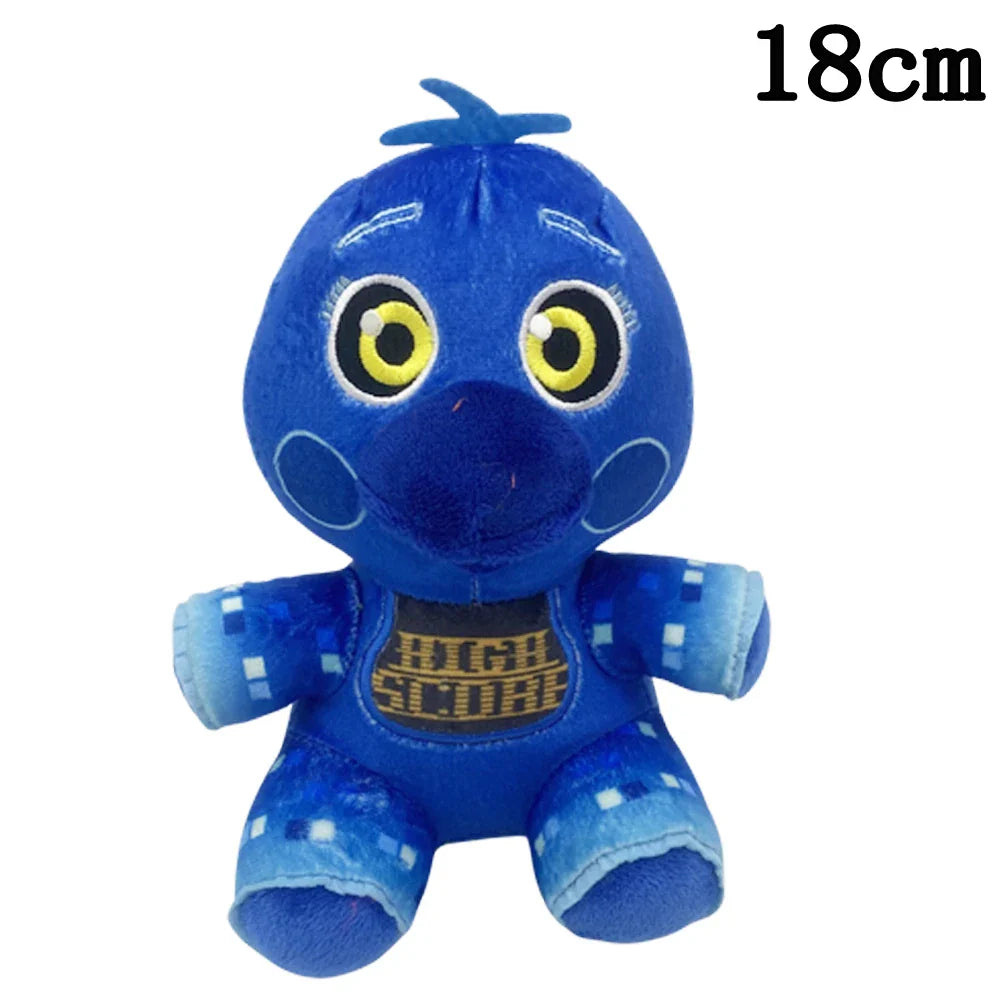 Blue plush toy with yellow eyes and High Score text on a white background.