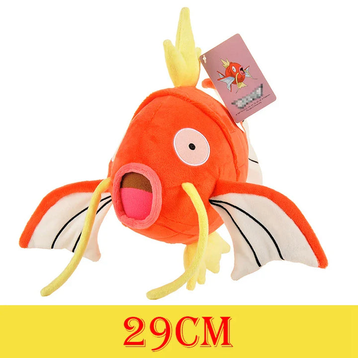 Plush toy with a tag on a white background.