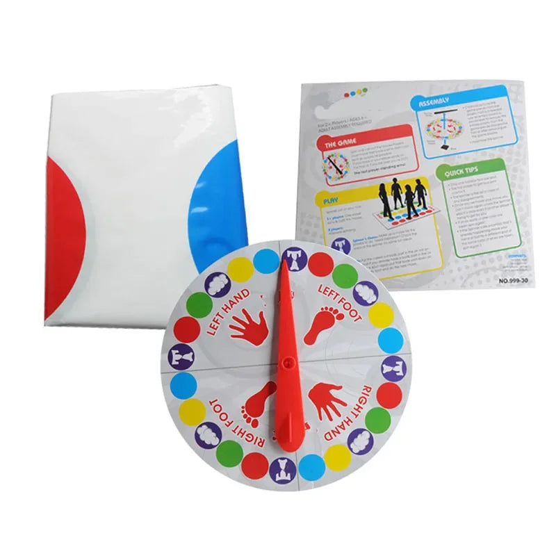 Colorful spinner with hand and foot icons on a white background.