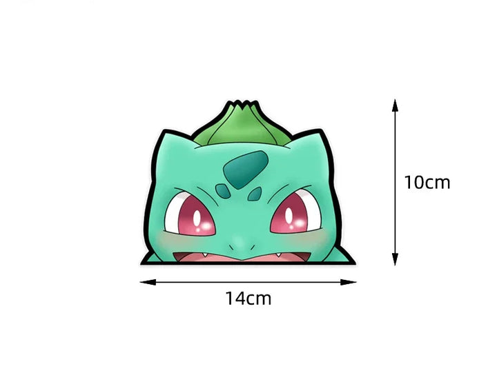 Illustration of a green character head with dimensions on a white background.