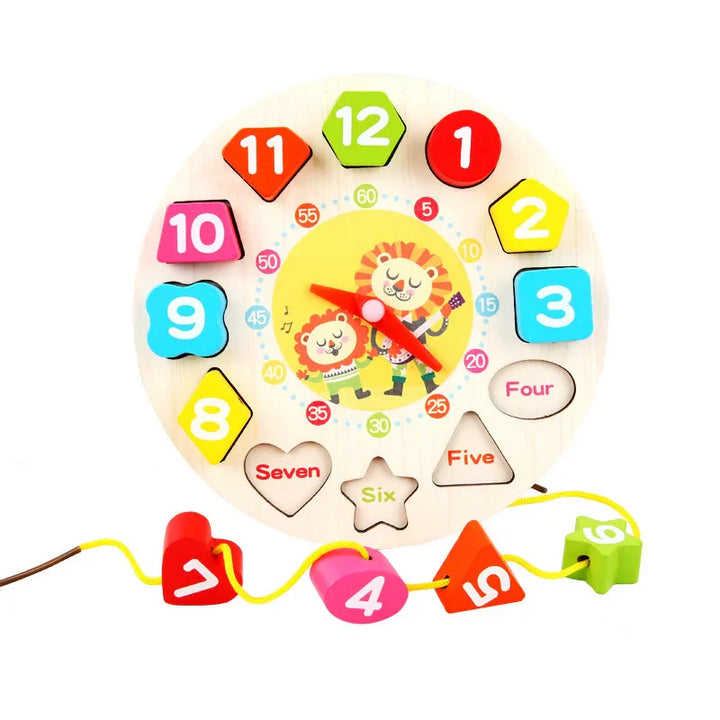 Wooden Lion Clock Puzzle – Educational Learning Toy for Kids