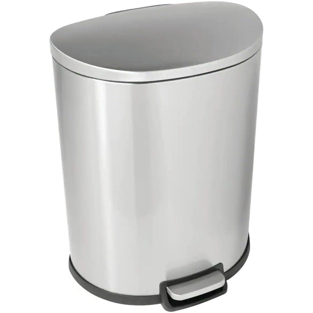 13-Gallon Step-on Stainless Steel Kitchen Trash Can with Removable Bucket Liner