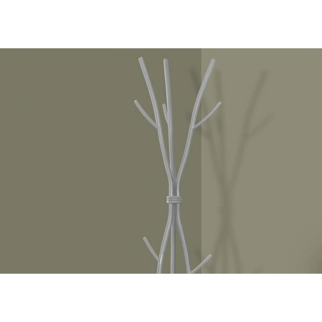 74-inch Freestanding Silver Metal Coat Rack Entryway Hall Tree Umbrella Stand