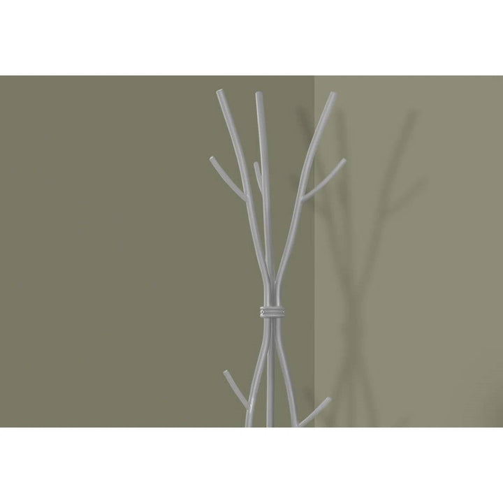74-inch Freestanding Silver Metal Coat Rack Entryway Hall Tree Umbrella Stand