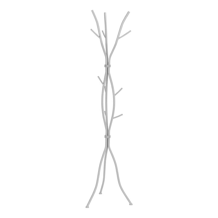 74-inch Freestanding Silver Metal Coat Rack Entryway Hall Tree Umbrella Stand