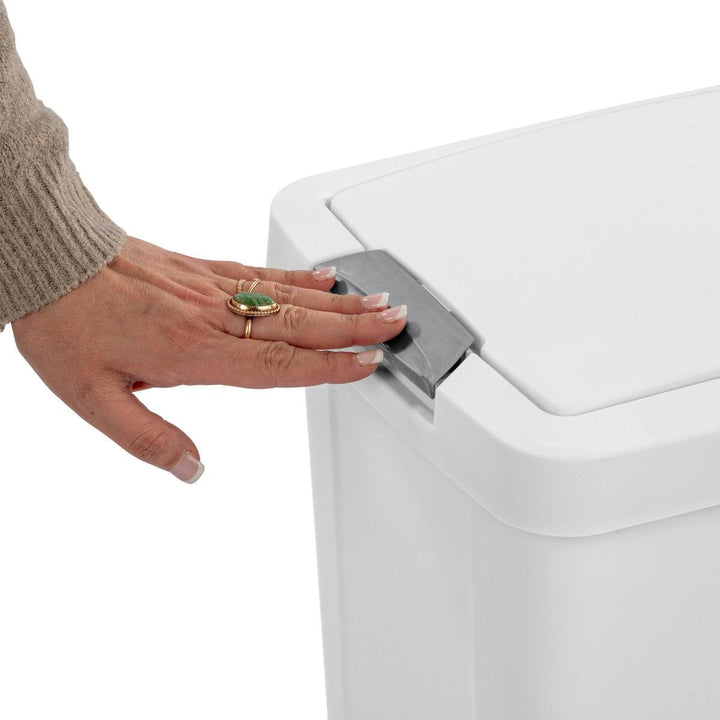 Set of 4 - White 8 Gallon Latch Top Kitchen Wastebasket Trash Can