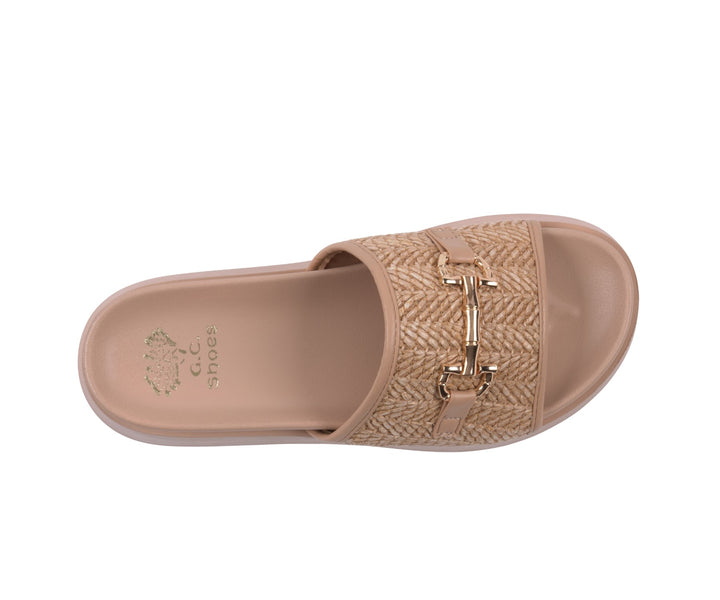 Women's Sari Natural Woven Slide Platform Sandals