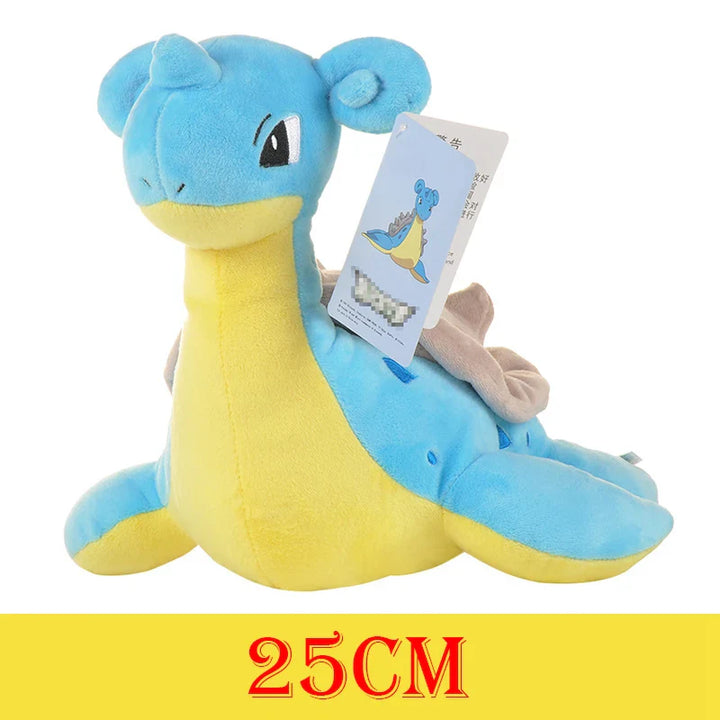 Plush toy with a tag on a white background.