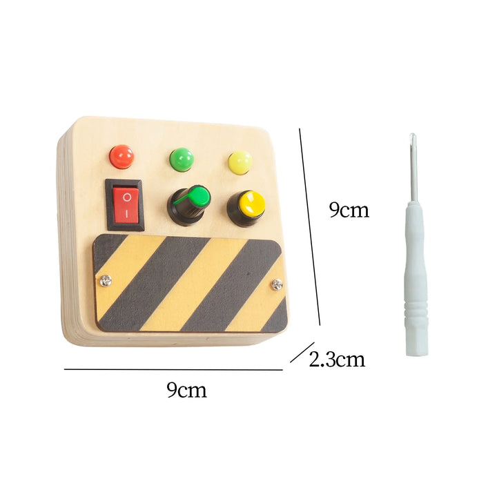 Control panel with buttons and a measuring stick on a white background.