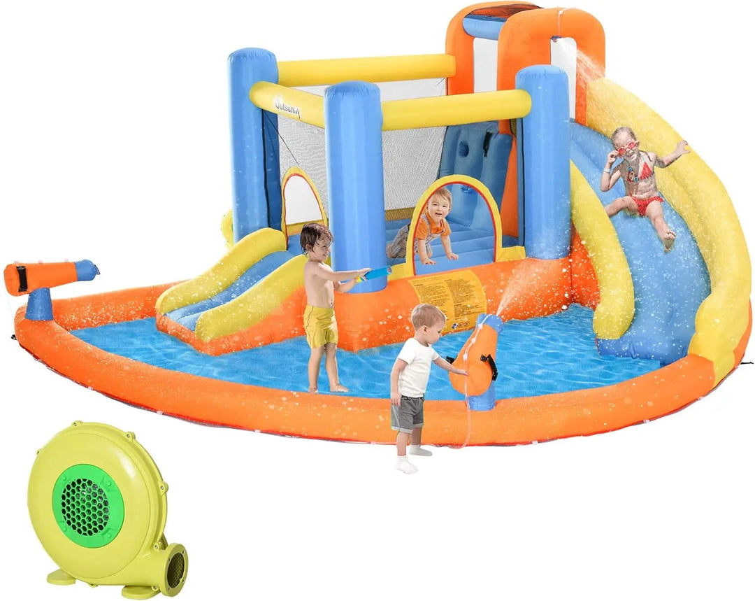 Multi-Activity Water Park for Kids with Pool, Slide, Trampoline and Climbing Wall