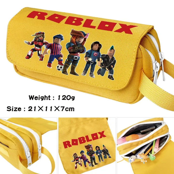Yellow Roblox bag with character illustrations on a white background.