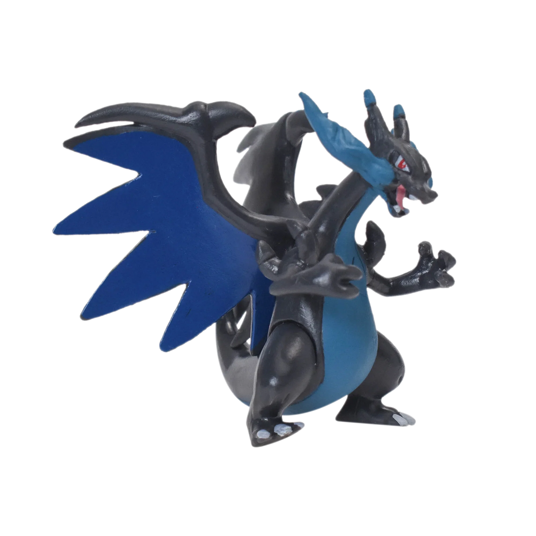Black and blue dragon-like creature figure on a white background.