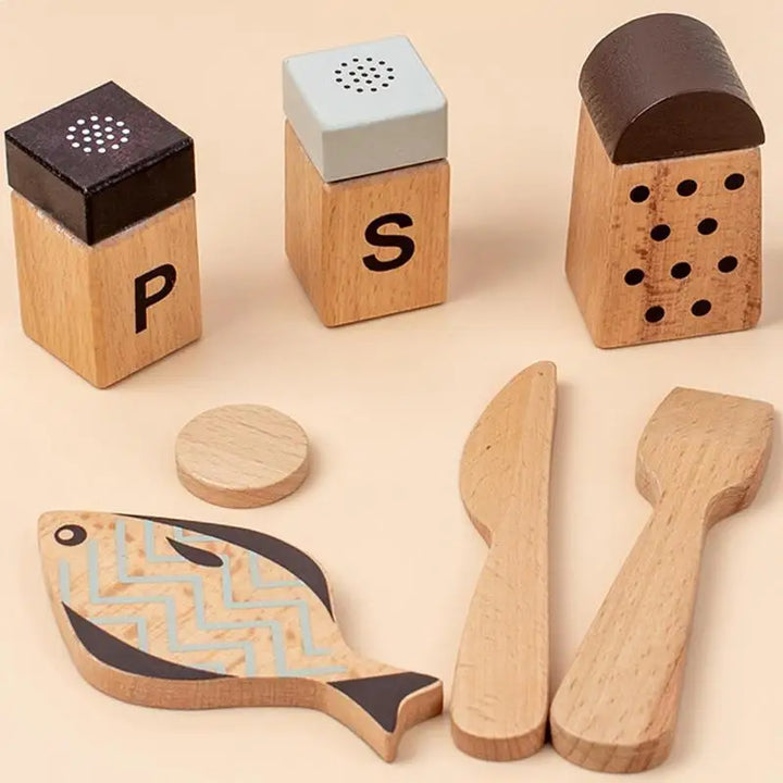 Kids Wooden Kitchen Playset – Pretend Cooking Pot and Pan Set