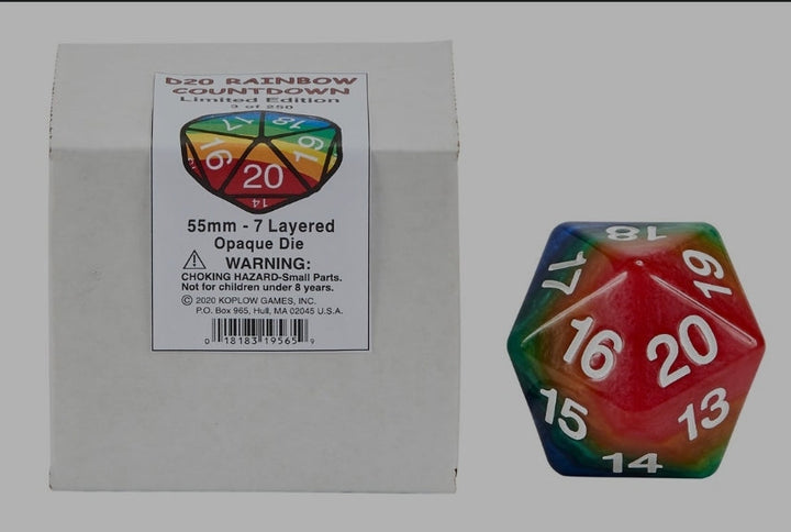 55mm Rainbow d20 Koplow Limited Edition
