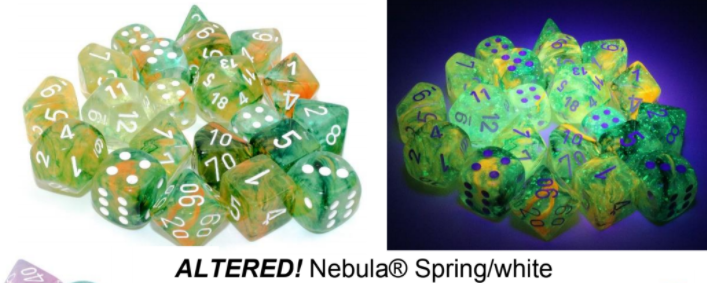Nebula Spring/white Luminary 7-Dice/16mm/12mm/30mm/Ten10's