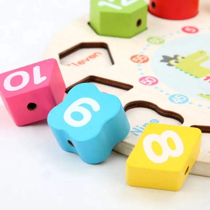 Wooden Lion Clock Puzzle – Educational Learning Toy for Kids