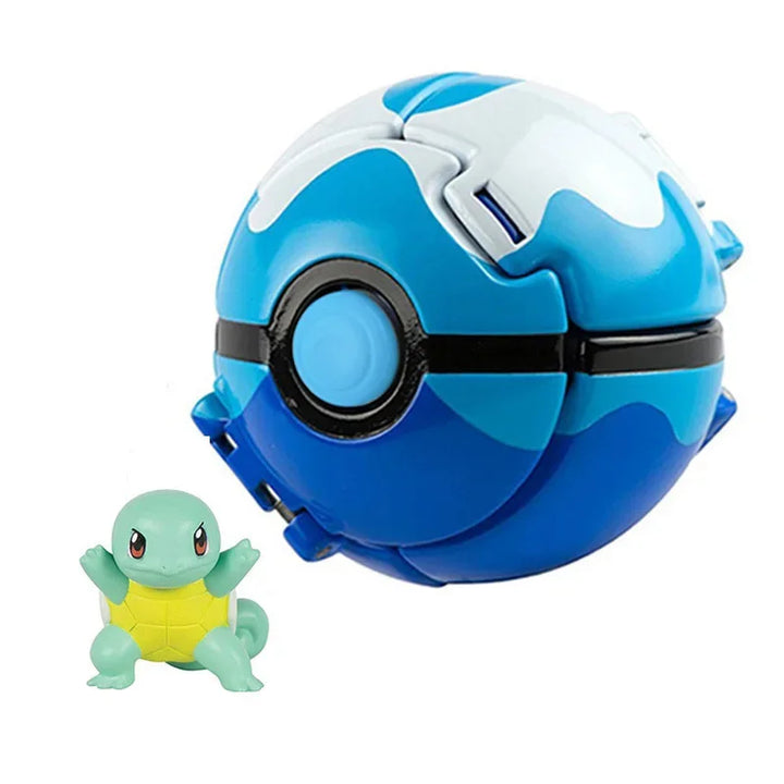Blue and white Ball with a small green turtle-like figure on a white background.