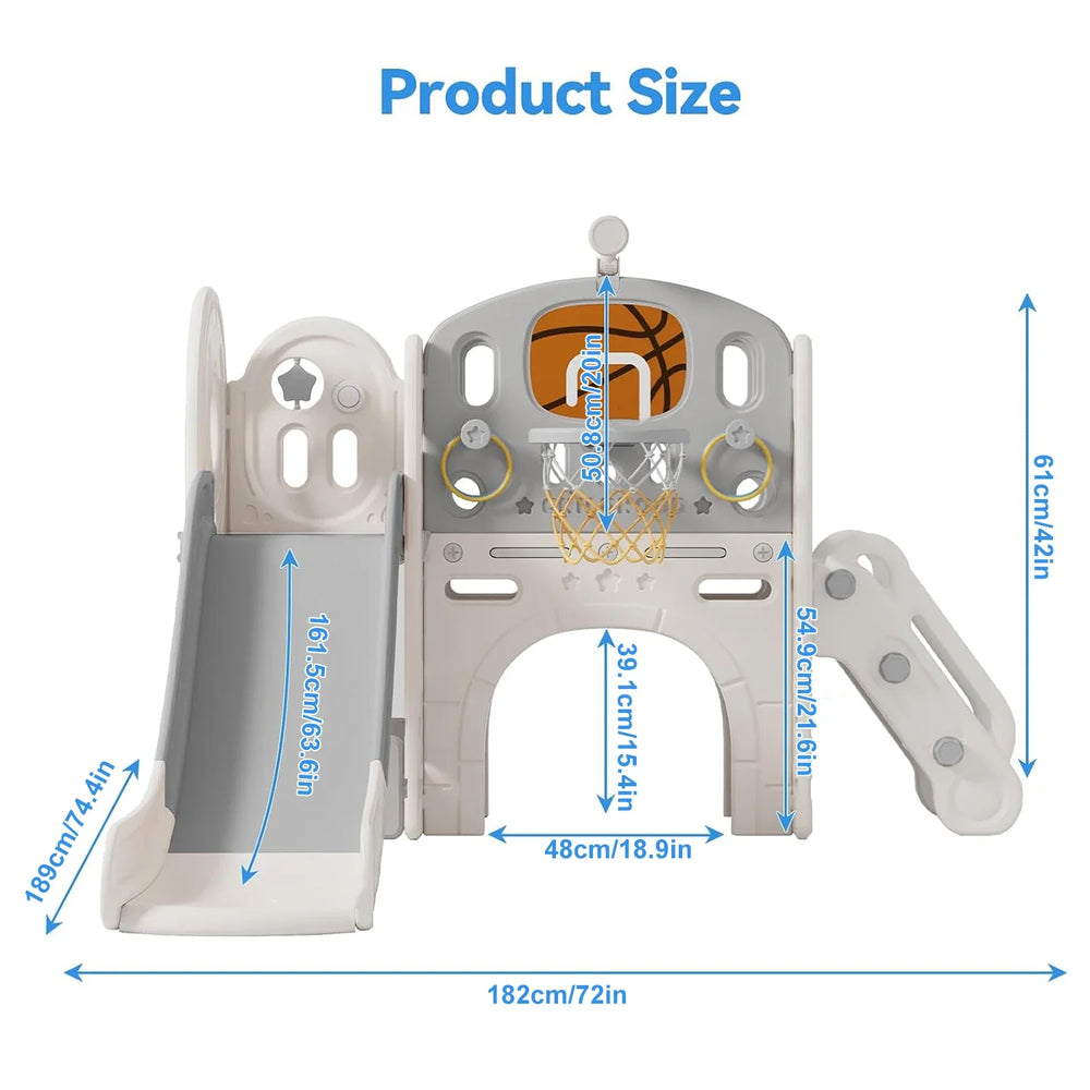 Basketball hoop with dimensions labeled on a white background.