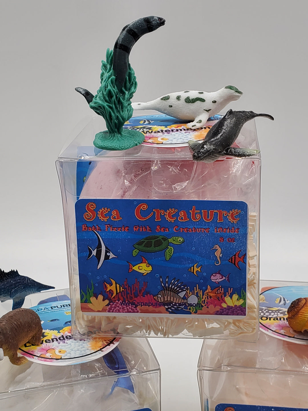 Kids Bath Bomb with Sea Creature Toy Inside - 1 Large 8oz. Bomb