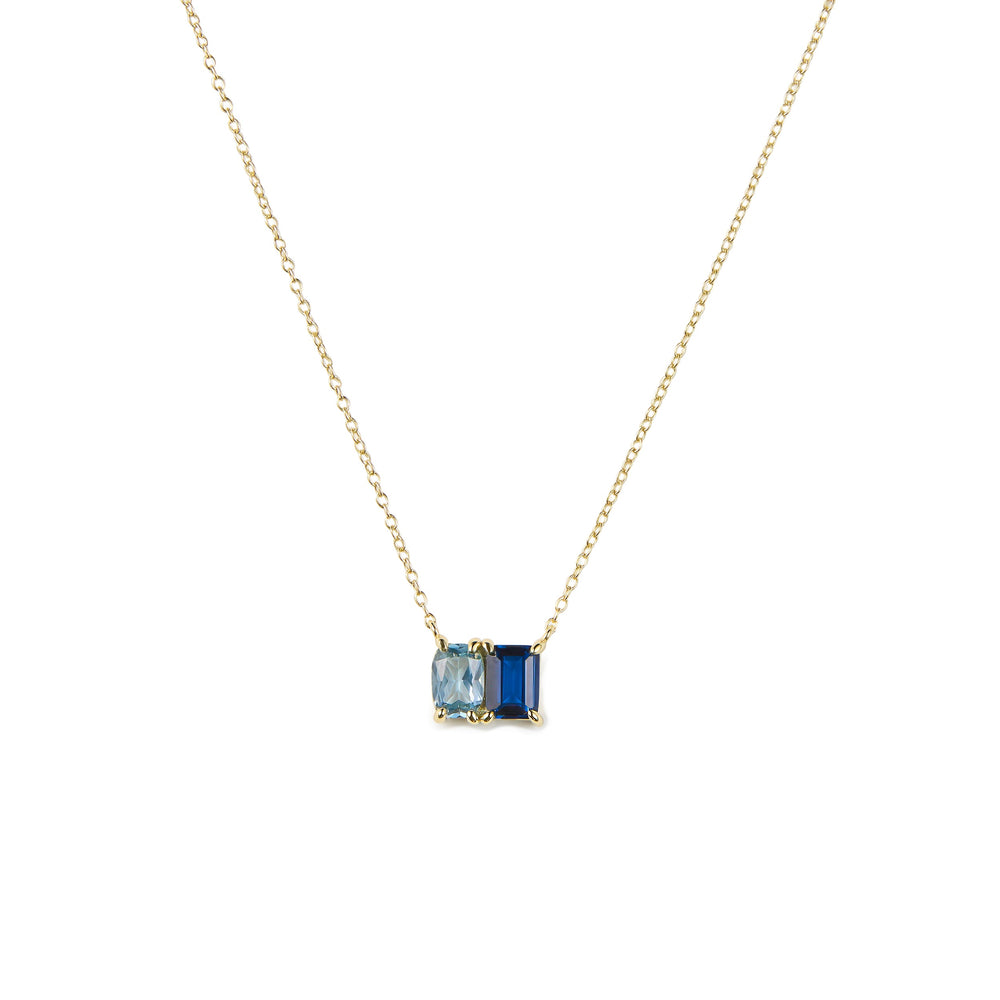 Seaside Necklace in Gold - Blue CZ Sterling Silver 18K Gold Plated Pendant