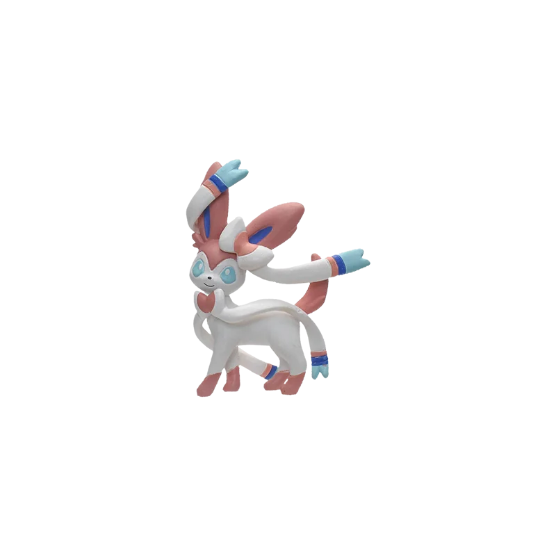 Animated character with pink and white fur on a white background.
