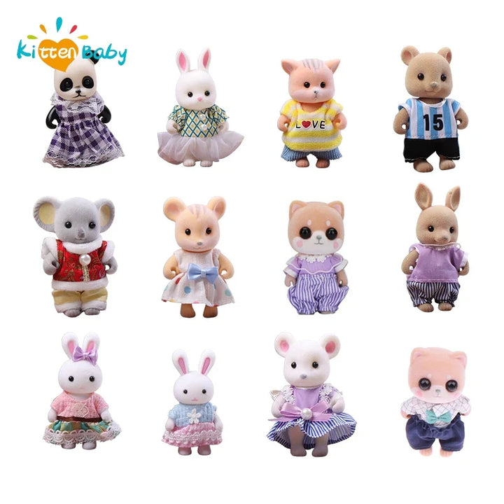 Miniature Dollhouse Rabbit Family Critters Playset for Kids