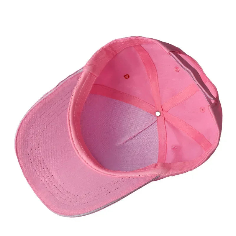 Pink baseball cap on a white background.
