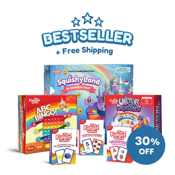 Collection of children's educational games with promotional text on a white background.