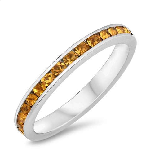 Citrine Eternity Band in Silver - Perfect for Your November Birthday!