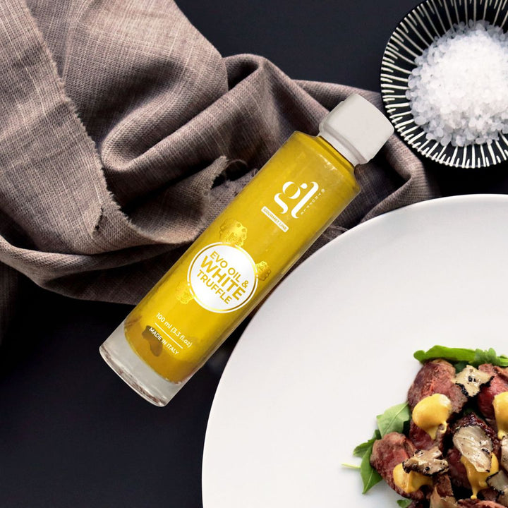 GL Truffle Gourmet, Extra Virgin Olive Oil and White Truffle with Truffle Slices (3.4 FL oz.) 100 ml
