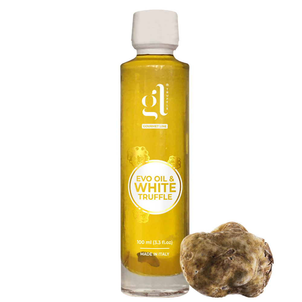 GL Truffle Gourmet, Extra Virgin Olive Oil and White Truffle with Truffle Slices (3.4 FL oz.) 100 ml