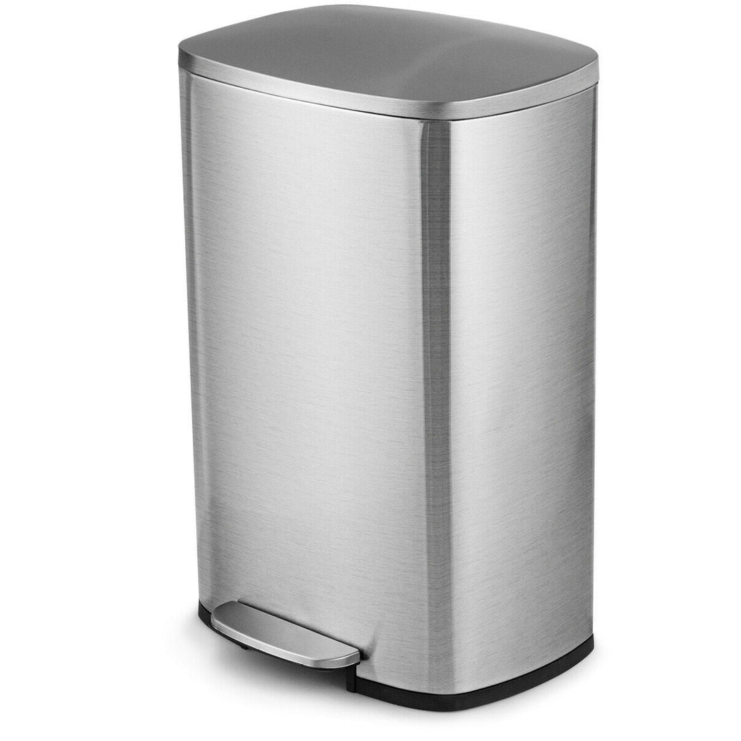 13-Gallon Modern Stainless Steel Kitchen Trash Can with Footstep Pedal Design