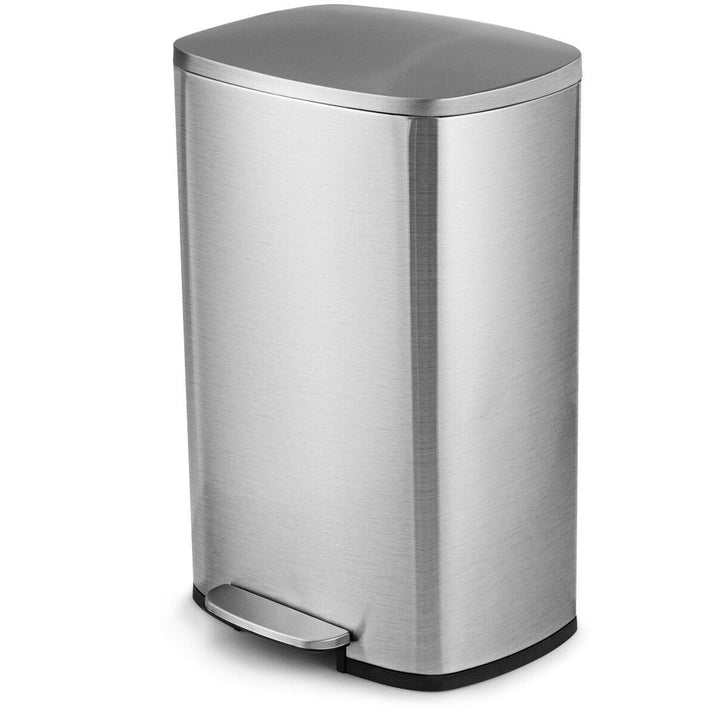 13-Gallon Modern Stainless Steel Kitchen Trash Can with Footstep Pedal Design