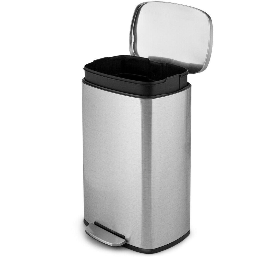 13-Gallon Modern Stainless Steel Kitchen Trash Can with Footstep Pedal Design