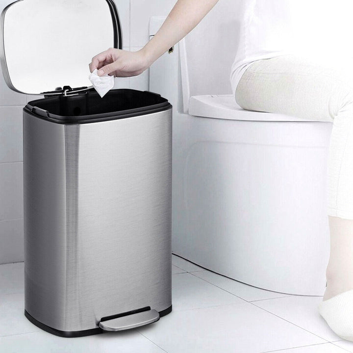13-Gallon Modern Stainless Steel Kitchen Trash Can with Footstep Pedal Design