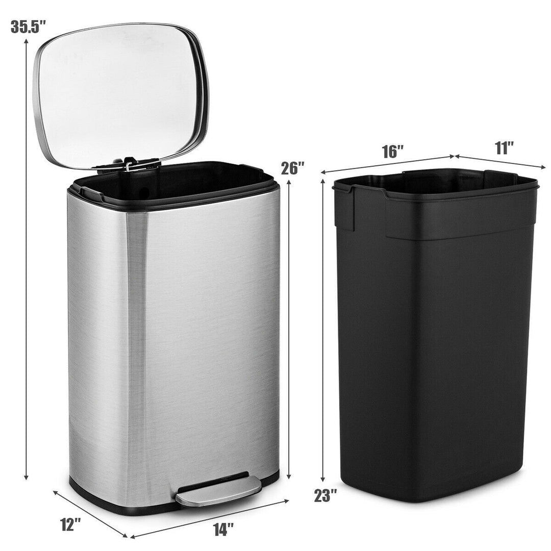 13-Gallon Modern Stainless Steel Kitchen Trash Can with Footstep Pedal Design