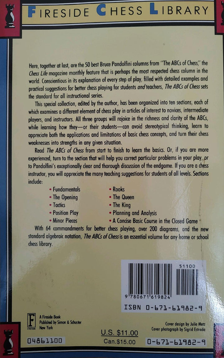 The ABC's of Chess by Bruce Pandolfini Book Back Cover