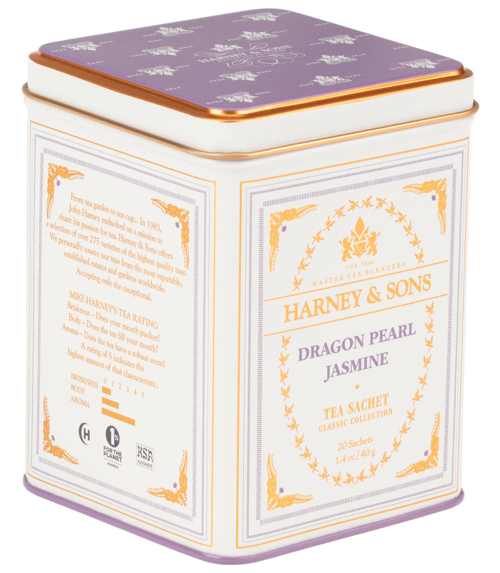 Dragon Pearl Jasmine Tea Classic Tin of 20 Sachets.