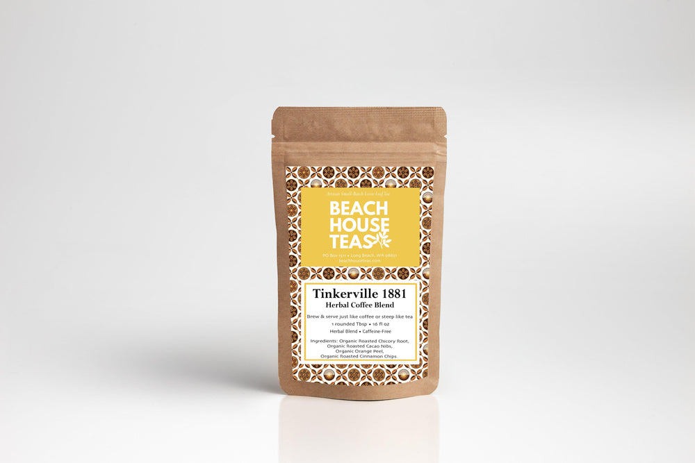 Beach House Teas package with a yellow label on a white background.
