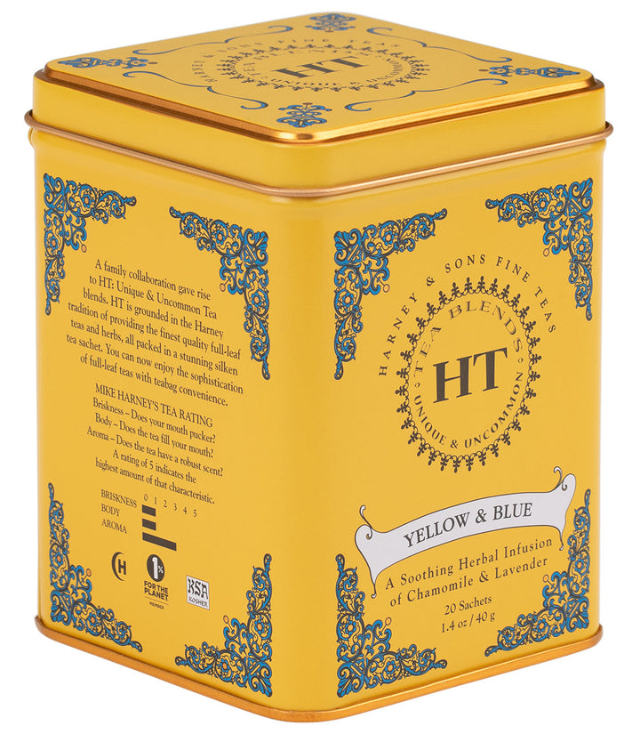 Yellow and Blue Tea Tin of 20 Sachets