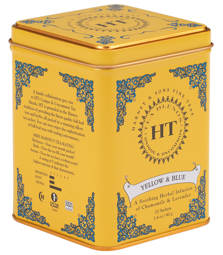 Yellow and Blue Tea Tin of 20 Sachets