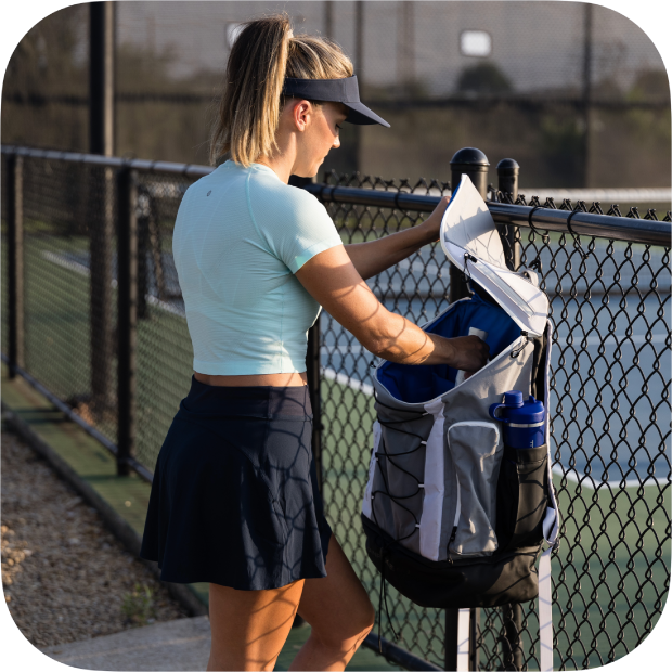 Lady with Pickleball Bag.