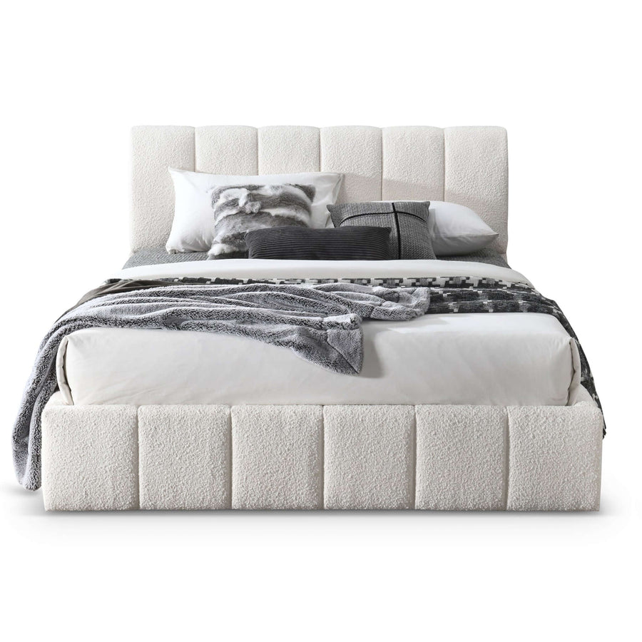 Hilar White Boucle Platform Bed King