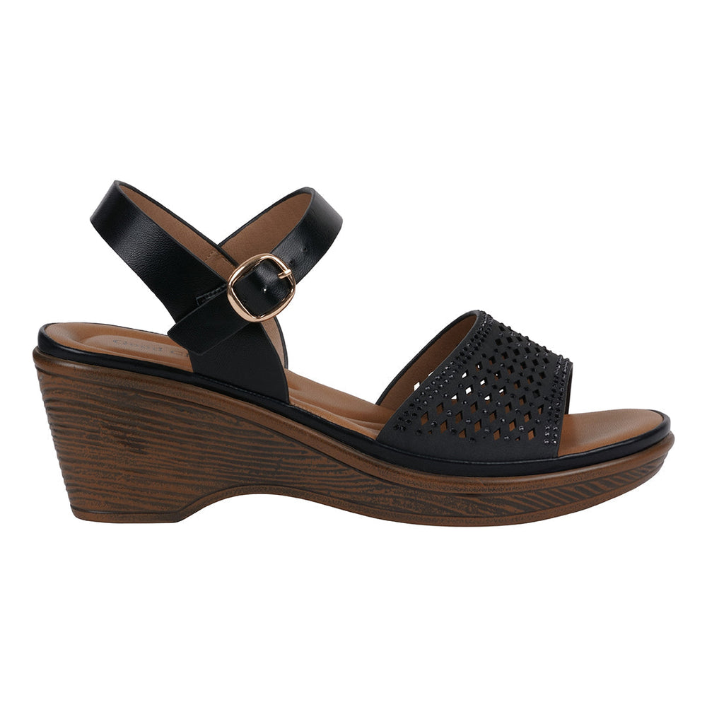 Women's West Black Wedge Sandals