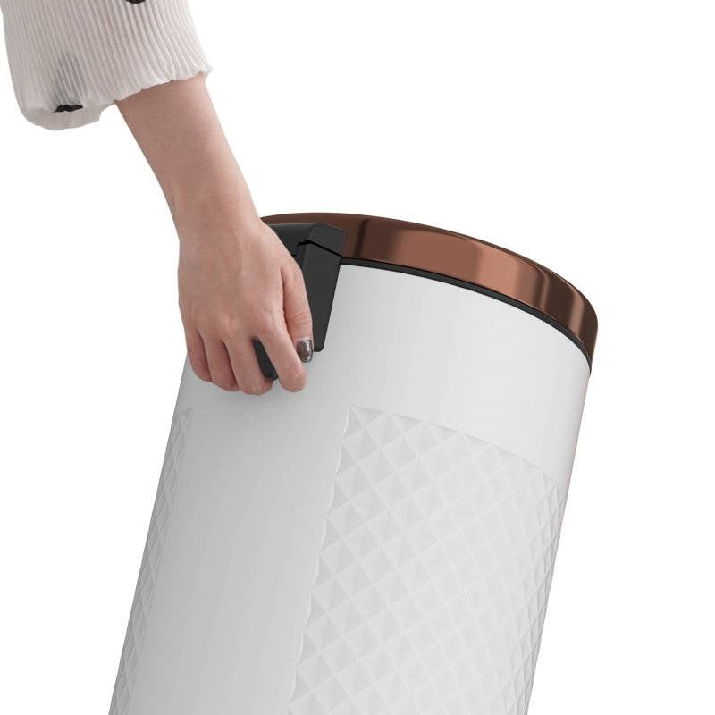Hands Free White/Gold Metal Step on Trash Can - 8 Gallons