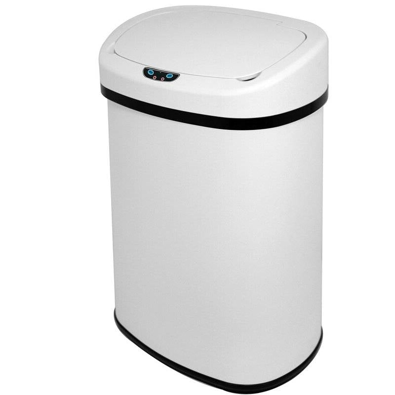 13 Gallon Stainless Steel Motion Sensor Trash Can White