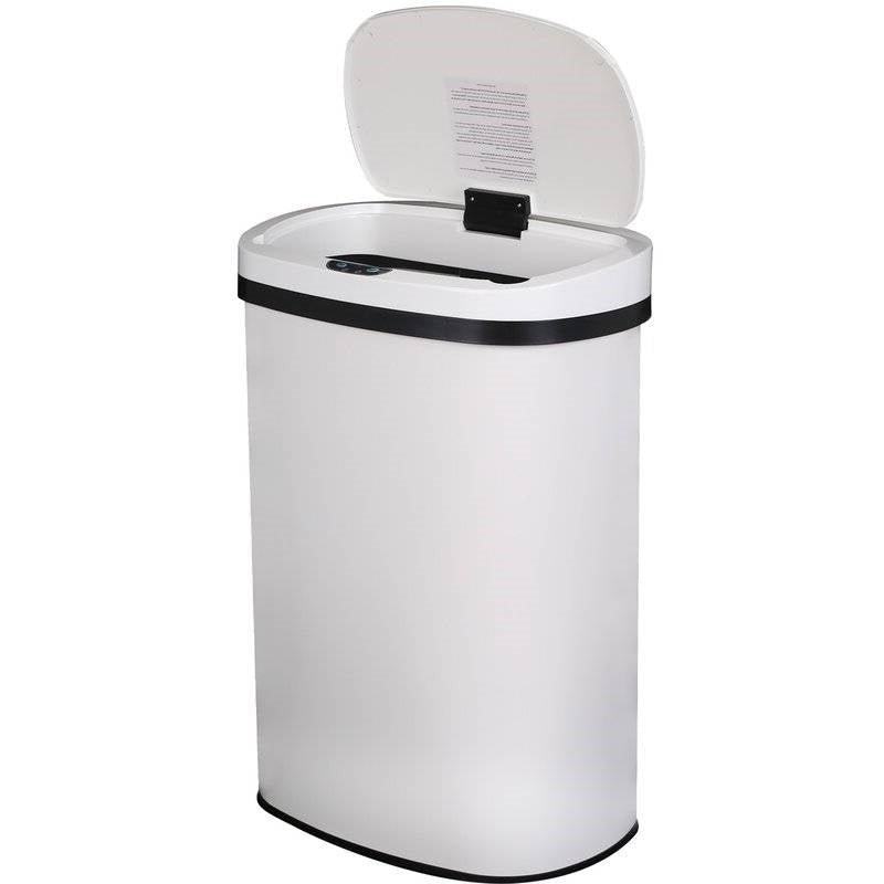 13 Gallon Stainless Steel Motion Sensor Trash Can White