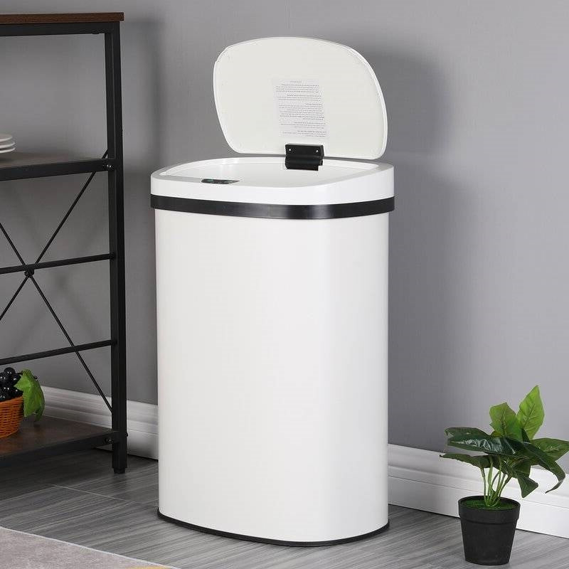 13 Gallon Stainless Steel Motion Sensor Trash Can White